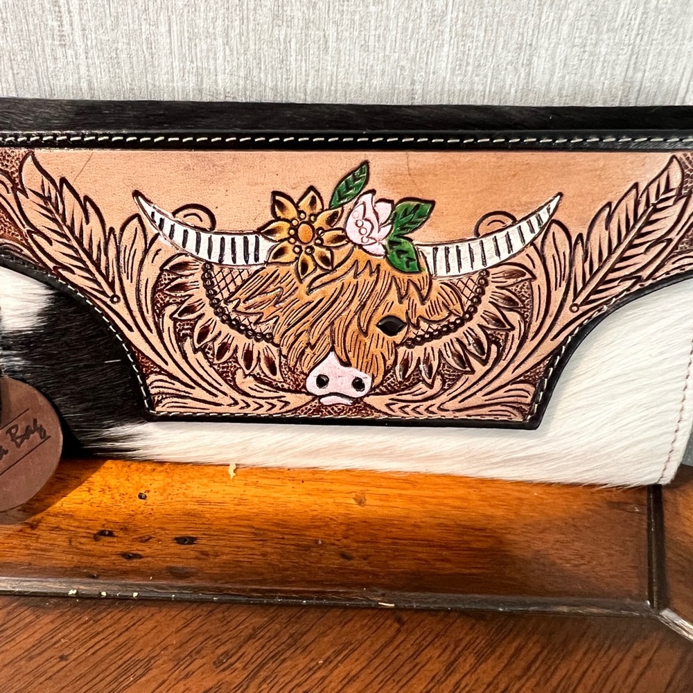 New Myra Wallet Leather /Hair-on Embossed With RFID Blocking Card